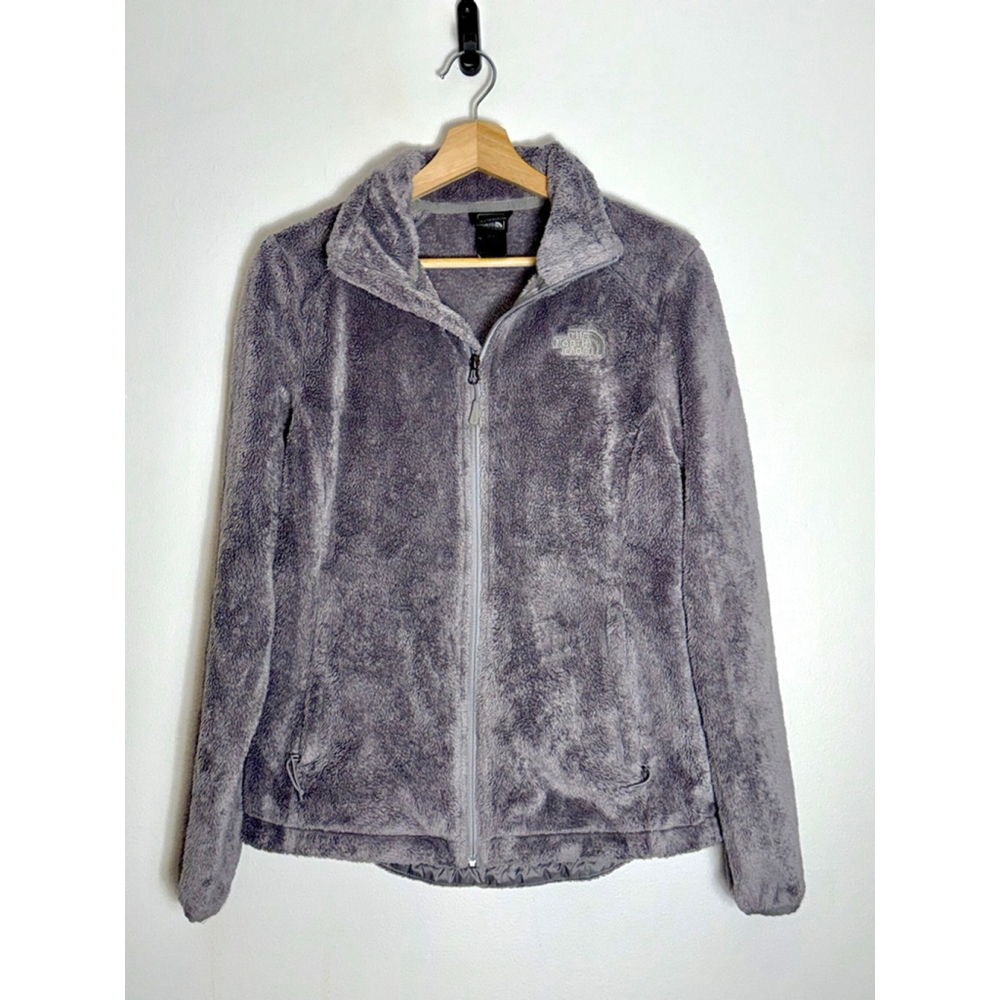 Women's The North Face Gray Full Zip Fleece Jacket Teddy Jacket size Medium